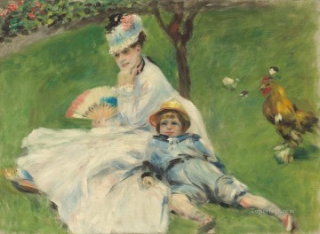 Pierre Auguste Renoir Painting - madame monet and her son jean Pierre Auguste Renoir